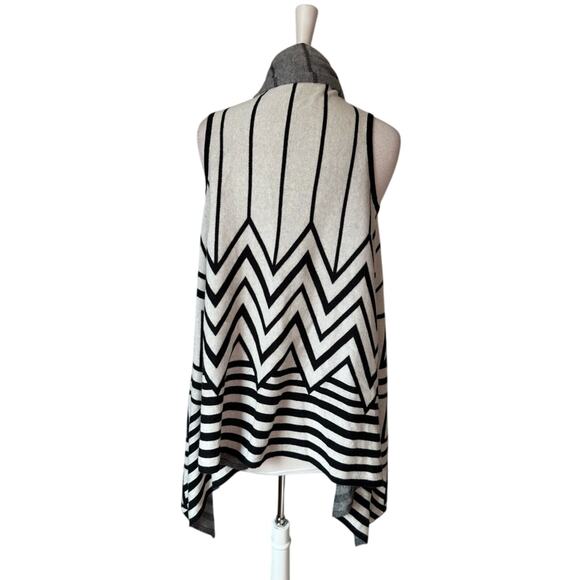 Merona Womens XS Boho Soft Modal Knit Hi-Lo Tunic Vest Cardigan Stripe Zig Zag - Picture 3 of 7
